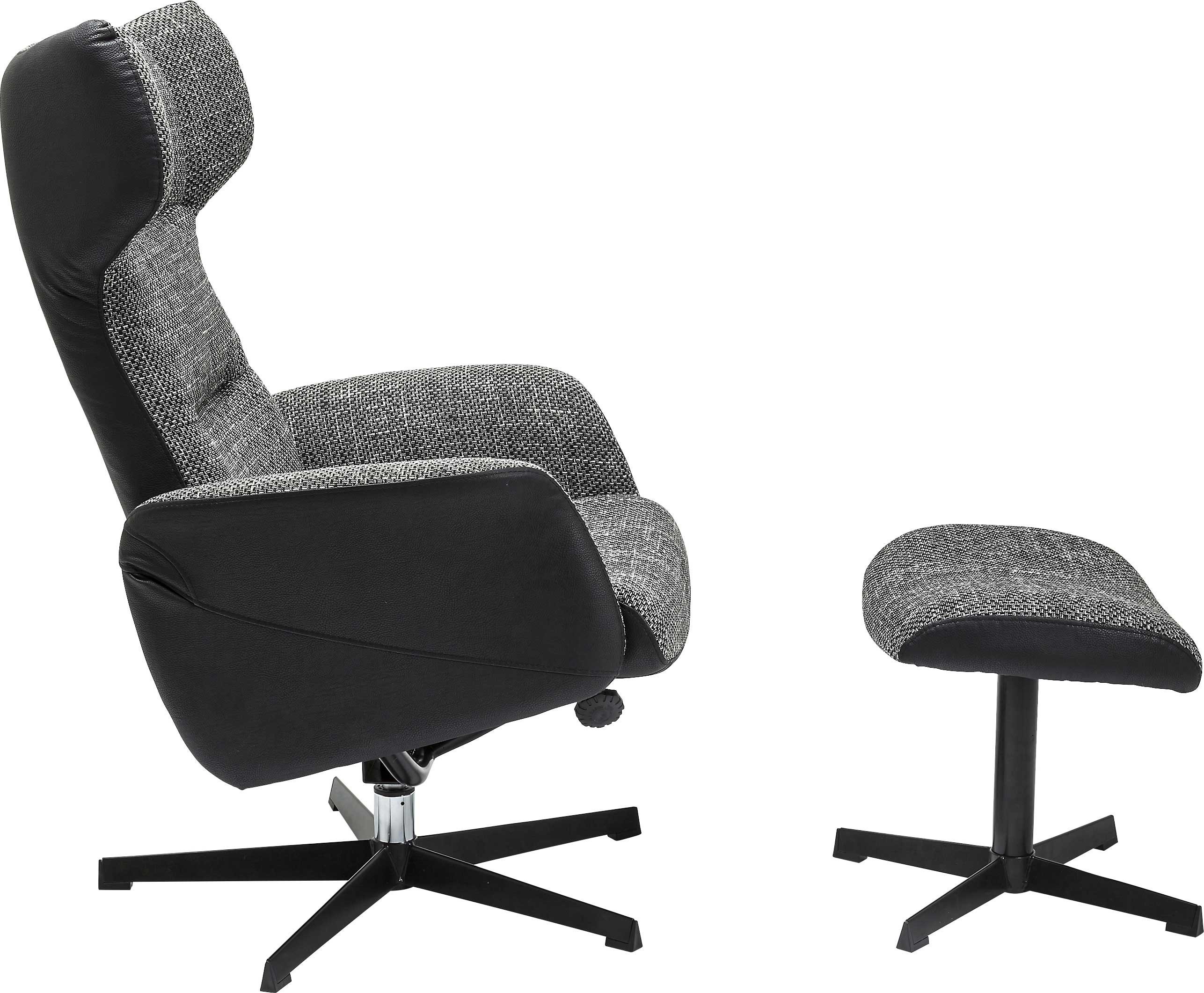 Fauteuil pivotant et repose-pieds Ohio gris Kare Design