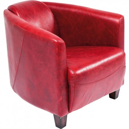 Fauteuil Cigar Lounge cuir rouge Kare Design