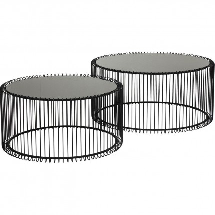 Tables basses rondes Wire set de 2 noires Kare Design