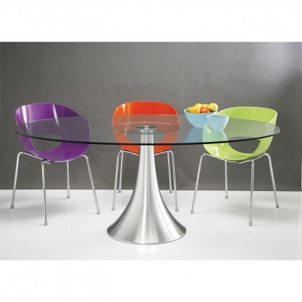 Table Grande Possibilita 180x120cm chromée et verre Kare Design