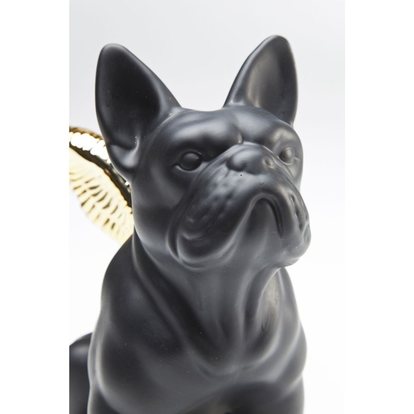 Deco Figurine Sitting Angel Dog Gold-Black Kare Design