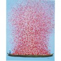 Tableau Touched fleurs pirogue 80x100cm bleu et rose Kare Design