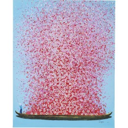 Picture Touched Flower Boat Blue Pink 100x80cm Kare Design