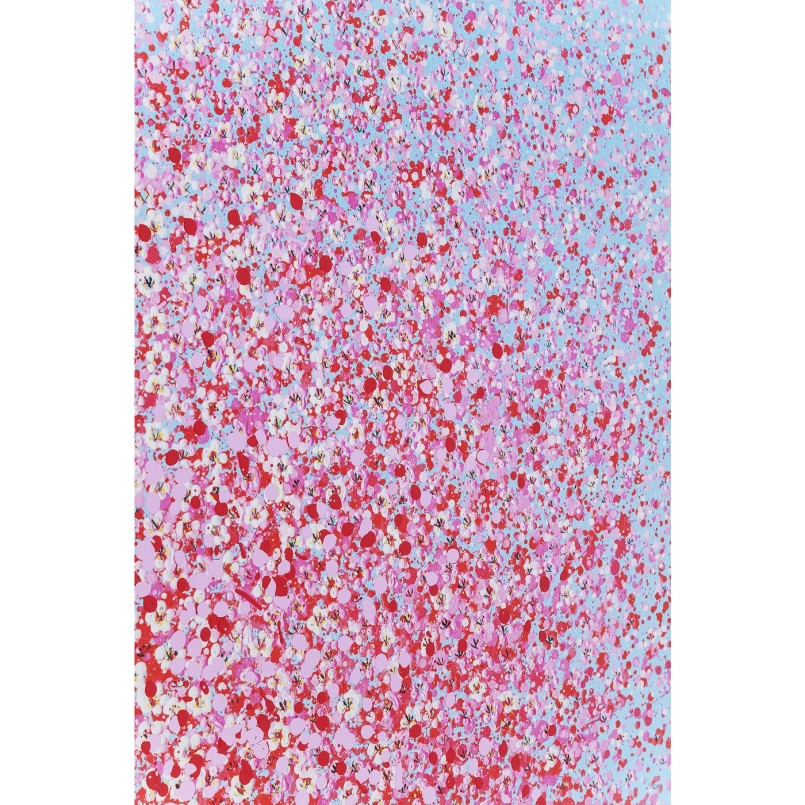 Tableau Touched fleurs pirogue bleu et rose 100x80cm Kare Design