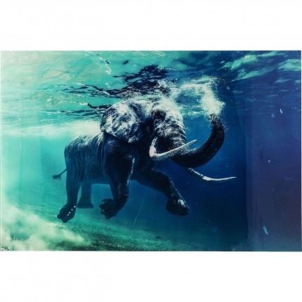 Tableau en verre Swimming Elephant 180x120cm Kare Design