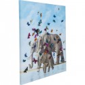 Tableau Touched Elephants with Butterflys 120x120cm Kare Design