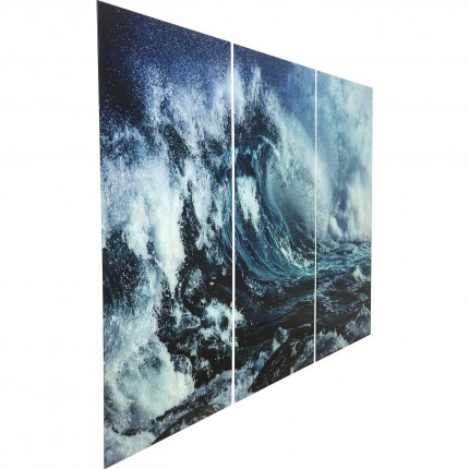 Tableaux en verre Triptychon vague 240x160cm set de 3 Kare Design