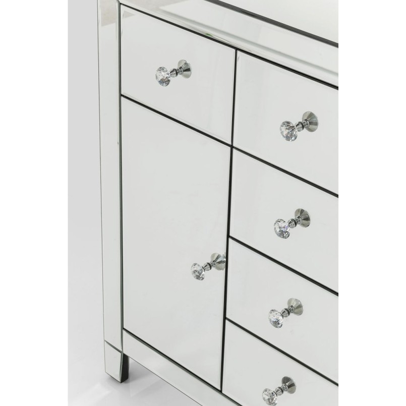 Commode Luxury argent 2 portes 6 tiroirs Kare Design