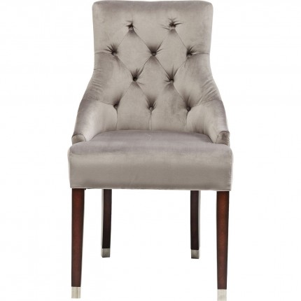 Chaise avec accoudoirs Prince velours gris Kare Design Chaise avec accoudoirs Prince velours gris Kare Design