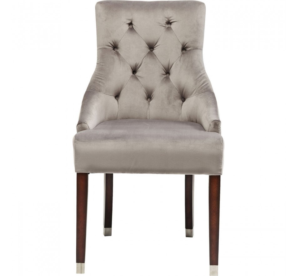 Chaise avec accoudoirs Prince velours gris Kare Design