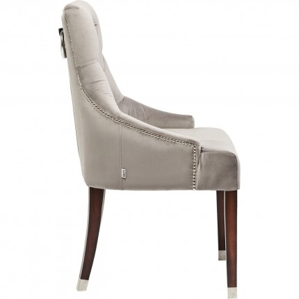 Chaise avec accoudoirs Prince velours gris Kare Design