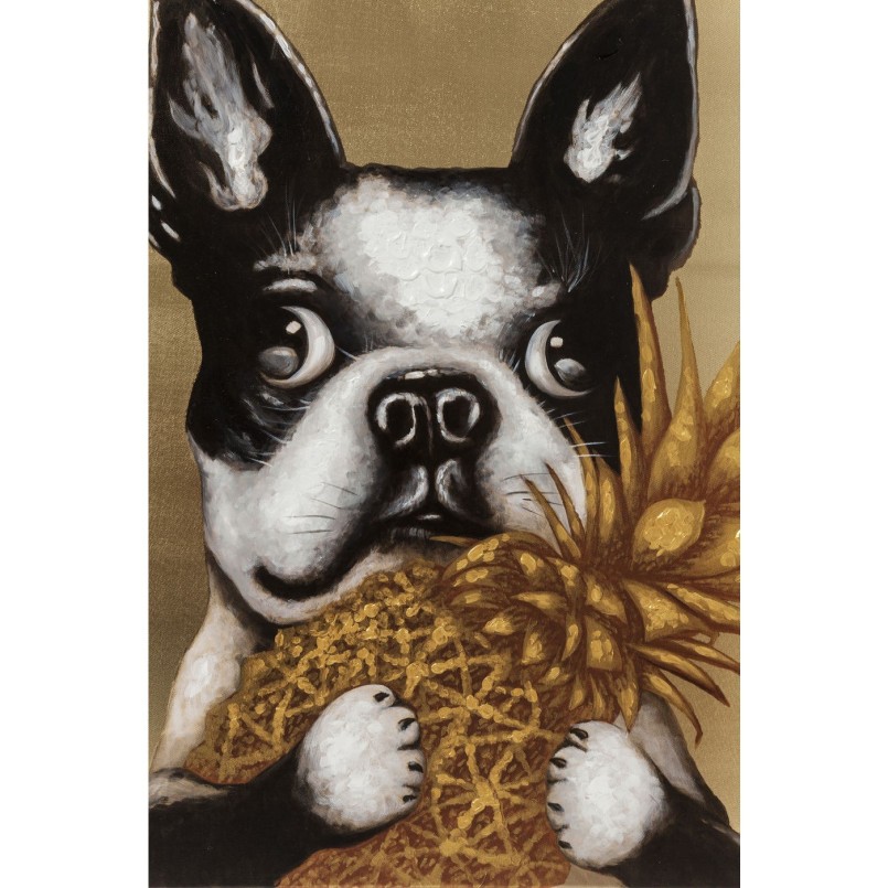 Tableau Touched Dog with Pineapple 80x80cm Kare Design