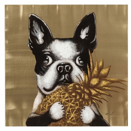 Tableau Touched Dog with Pineapple 80x80cm Kare Design