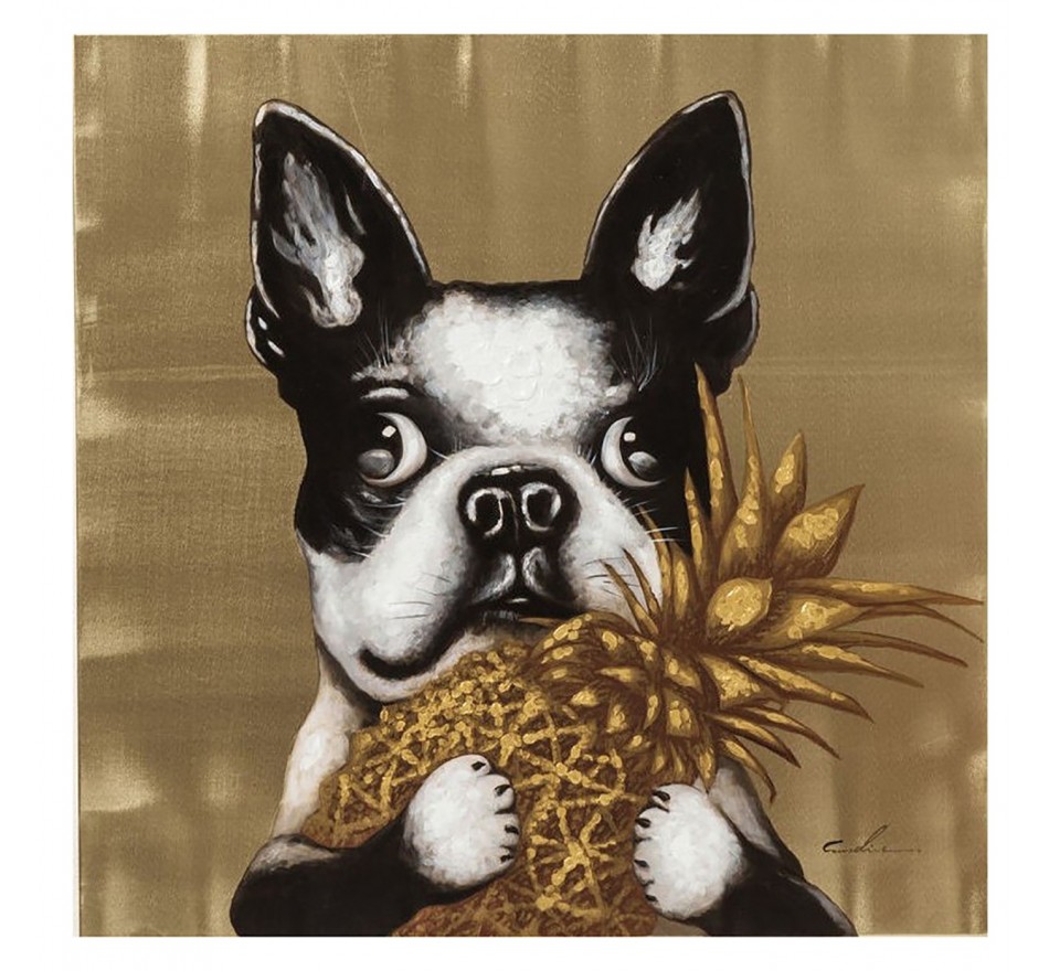Picture Touched dog with pineapple 80x80cm Kare Design Picture Touched dog with pineapple 80x80cm Kare Design