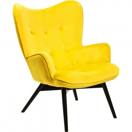 Fauteuil Vicky velours jaune