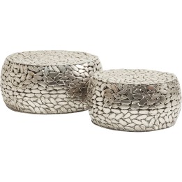 Table basse Pebbles Deluxe argenté (jeu de 2)