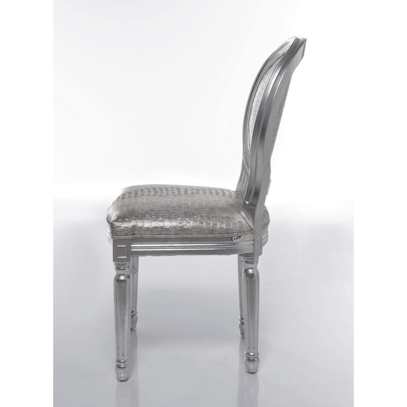 Chaise Louis Antique croco argentée Kare Design