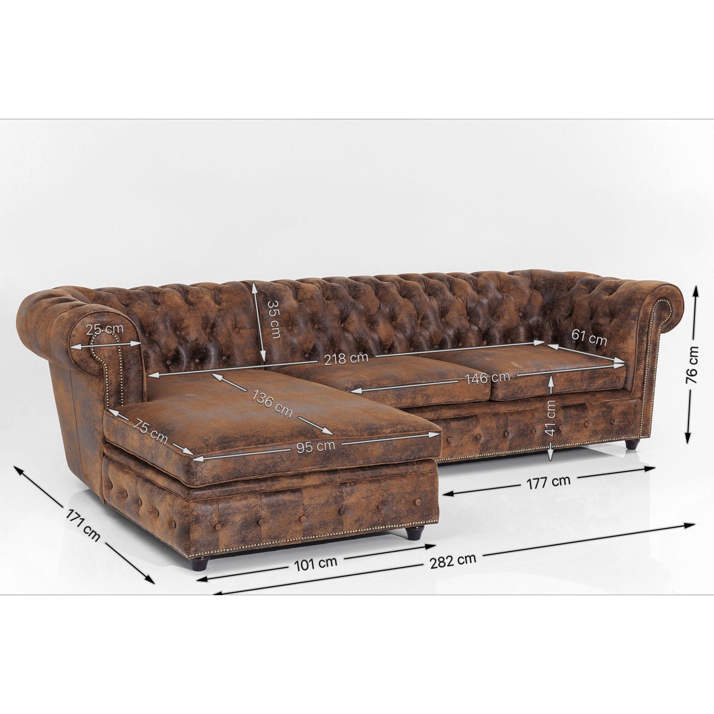 Canapé d'angle Oxford Vintage Rivet gauche Kare Design