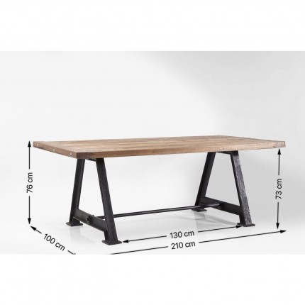 Table Bois Massif Railway 210x100 Kare Design
