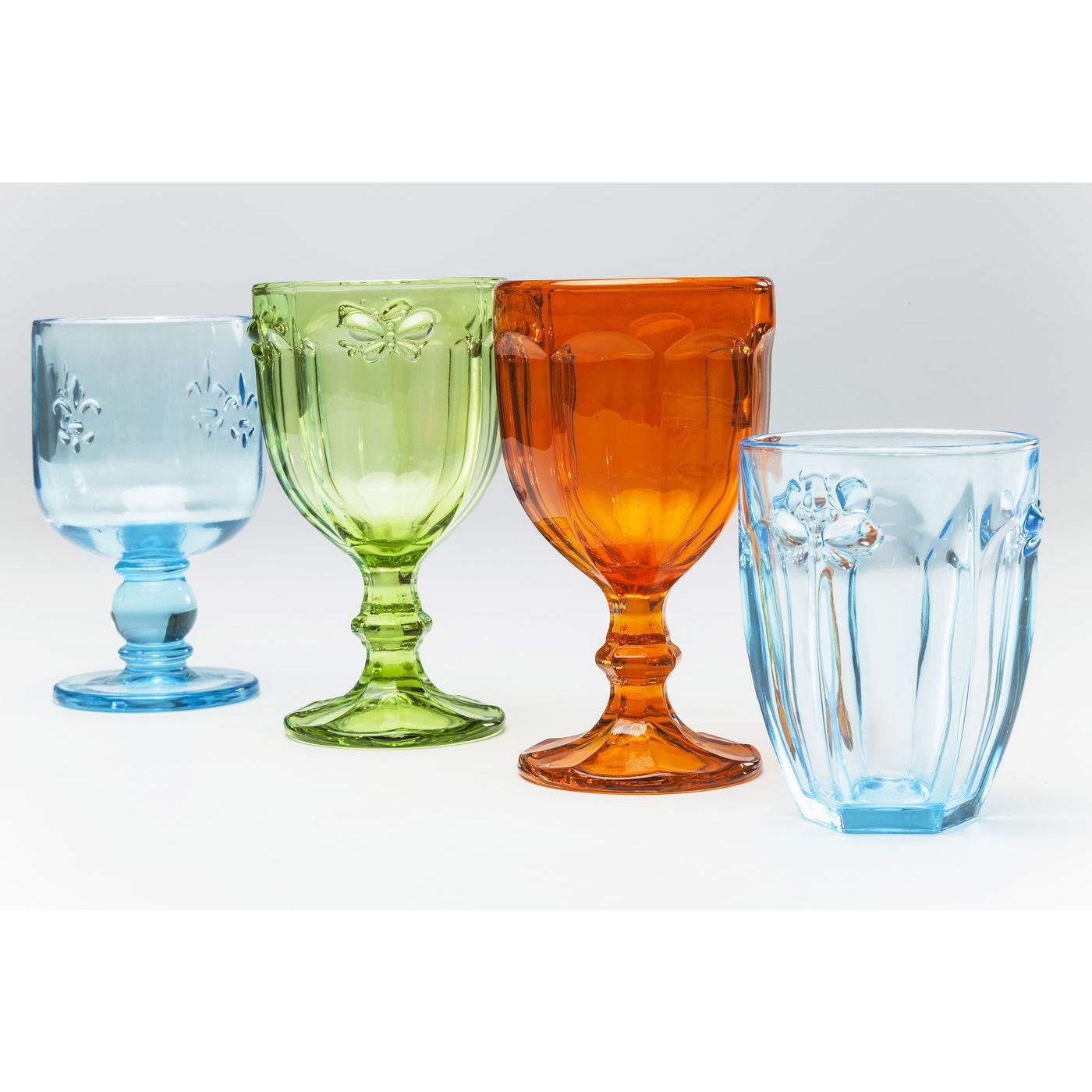 Verres à eau Butterfly turquoises set de 4 Kare Design