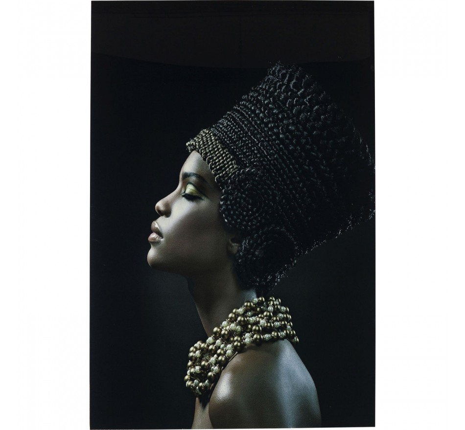 Tableau en verre femme africaine profil 100x150cm Kare Design