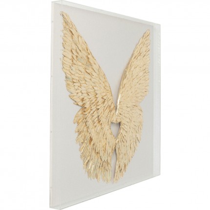 Tableau 3D ailes blanches et dorées 120x120cm Kare Design