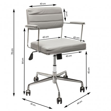Chaise de bureau pivotante Dottore grise Kare Design