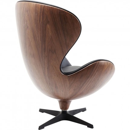 Fauteuil pivotant Lounge noyer Kare Design