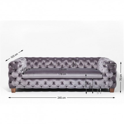Sofa Desire 3-Seater velvet grey Kare Design