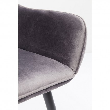 Chaise avec accoudoirs San Francisco velours gris Kare Design