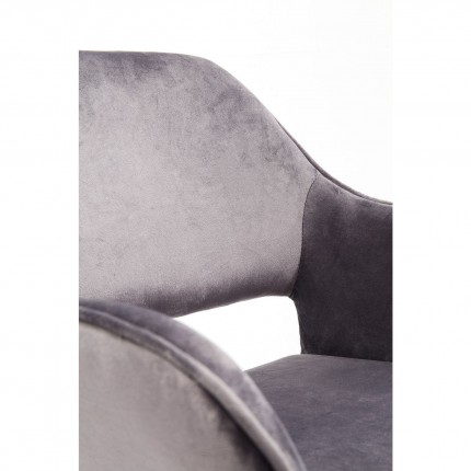 Chaise avec accoudoirs San Francisco velours gris Kare Design