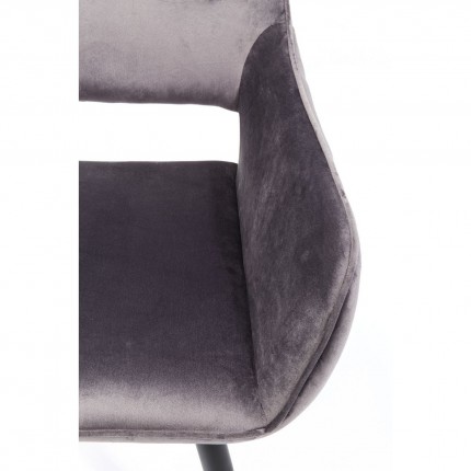 Chaise avec accoudoirs San Francisco velours gris Kare Design