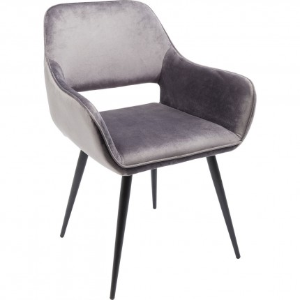 Chaise avec accoudoirs San Francisco velours gris Kare Design