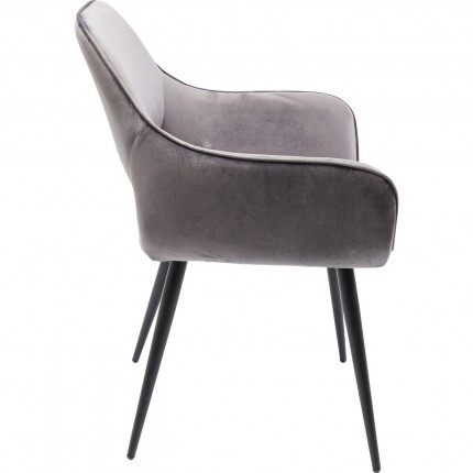 Chaise avec accoudoirs San Francisco velours gris Kare Design