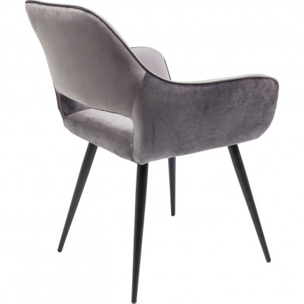 Chaise avec accoudoirs San Francisco velours gris Kare Design