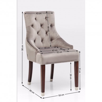Chaise avec accoudoirs Prince velours gris Kare Design