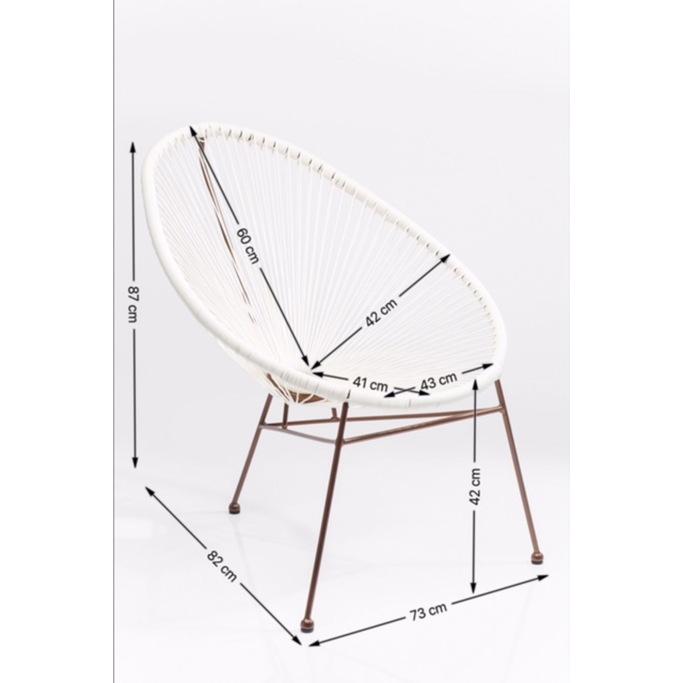 Fauteuil de jardin Spaghetti blanc et or rose Kare Design