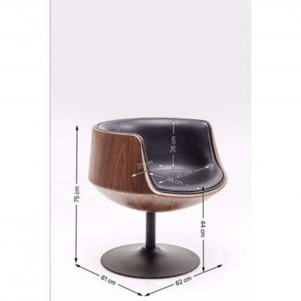 Fauteuil pivotant Soft noyer Kare Design