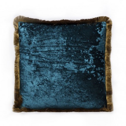 Coussin à franges Cannes bleu pétrole Kare Design