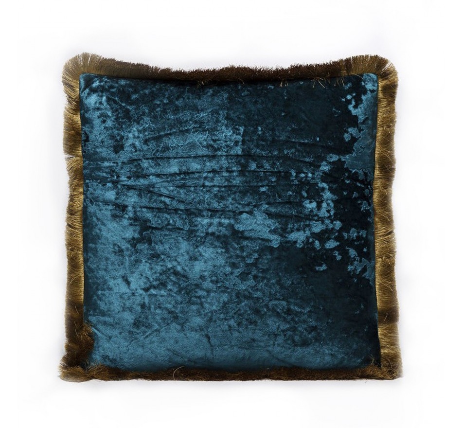 Coussin à franges Cannes 45x45cm bleu pétrole Kare Design Coussin à franges Cannes 45x45cm bleu pétrole Kare Design