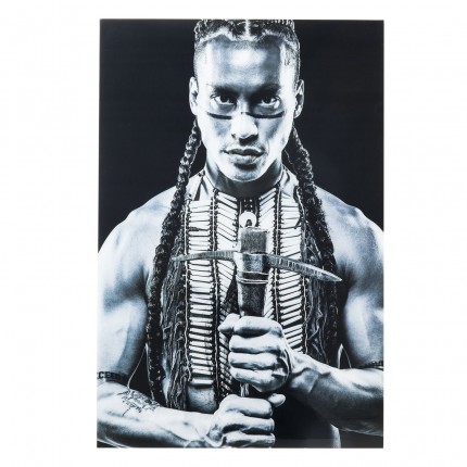 Tableau en verre guerrier tribal 100x150cm Kare Design