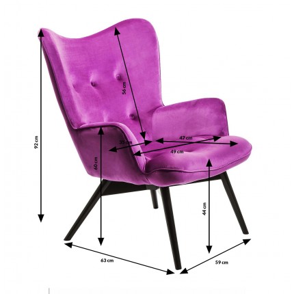 Fauteuil Vicky velours violet Kare Design