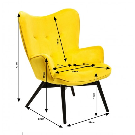 Fauteuil Vicky velours jaune