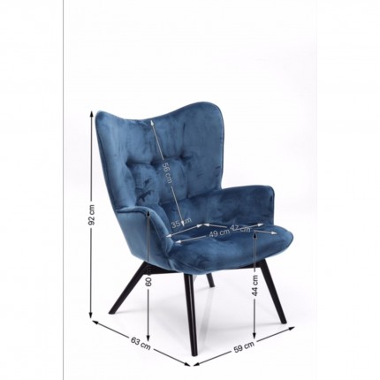 Fauteuil Vicky velours bleu pétrole Kare Design