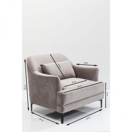 Fauteuil Proud velours gris Kare Design