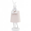 Lampe Animal Lapin 68cm blanche et rose Kare Design
