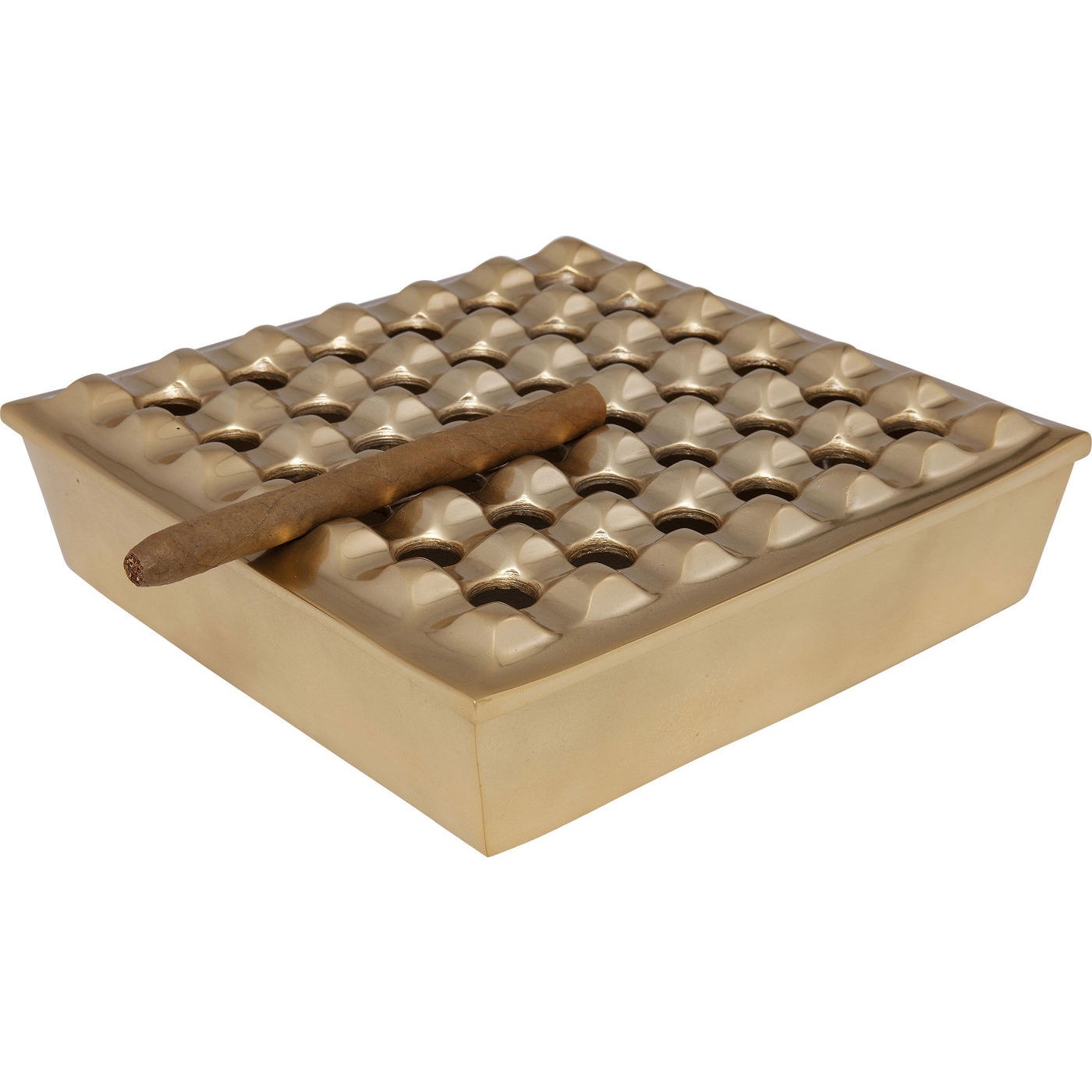 Cendrier Soho carré laiton 25x25cm Kare Design