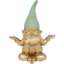 Deco Figurine Zwerg Meditation Gold Green 19cm Kare Design
