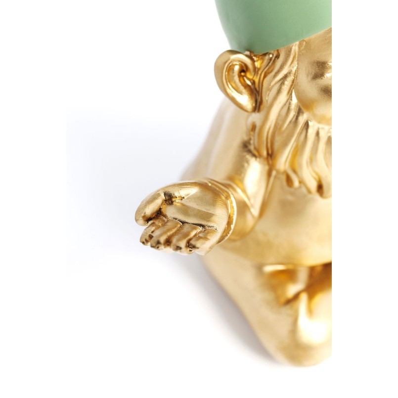 Deco Figurine Zwerg Meditation Gold Green 19cm Kare Design