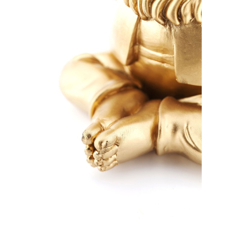 Deco Figurine Zwerg Meditation Gold Green 19cm Kare Design